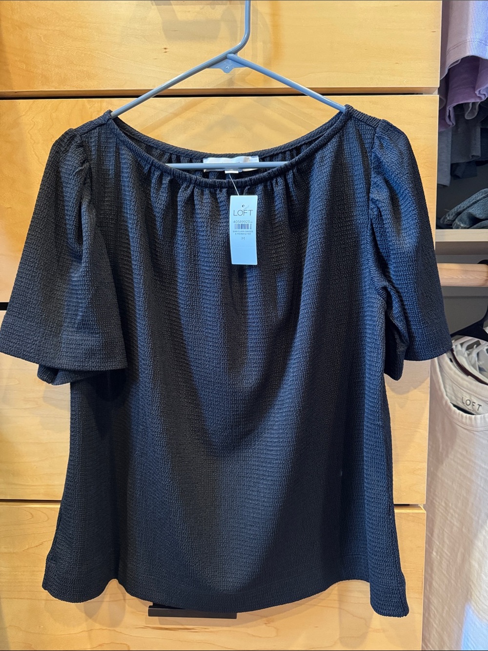LOFT short sleeve blouse, medium. NWT. Black